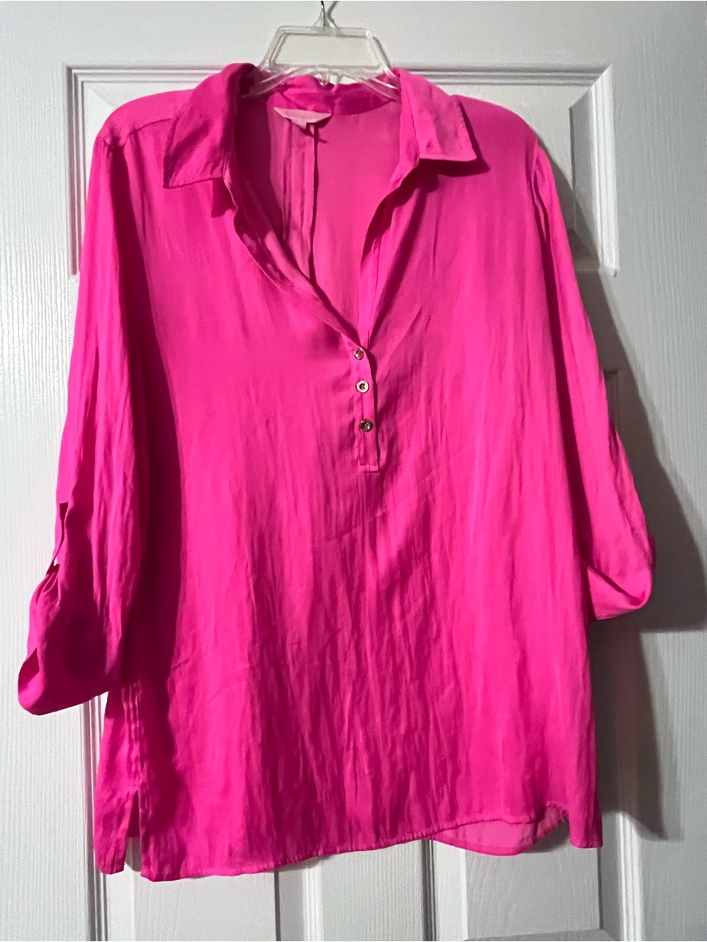 Bright Pink Collared Women's Tunic Top lily Pulitzer